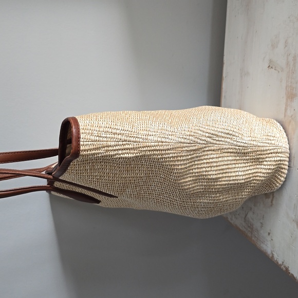 Madewell The Leather-Trimmed Straw Tote In Rustic Twig Multi - Picture 9 of 15